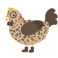 A beige and bark chicken with a speckle pattern