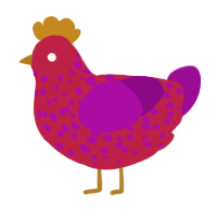 A crimson and plum chicken with a speckle pattern