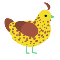 Nanana, a yellow and russet chicken with a speckle pattern