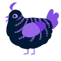 A tumblr and blurple chicken with a half-bar pattern