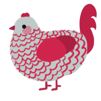 A silver and crimson chicken with a lace pattern