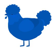 A ultramarine chicken with a head pattern