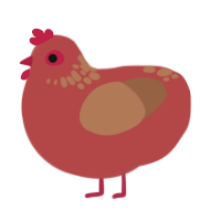 A red and brown chicken with a neck-speckle pattern