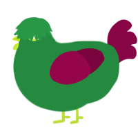 Guava, a viridian and maroon chicken