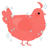 A teal chicken with a lace pattern