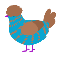 A cerulean and brown chicken with a bar pattern