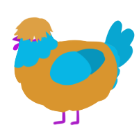 A orange and cerulean chicken with a head pattern