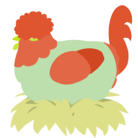 A gluppy and vermilion chicken with a head pattern