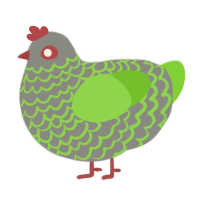 A ash and grass chicken with a lace pattern