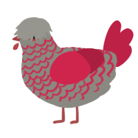 A ash and crimson chicken with a lace pattern