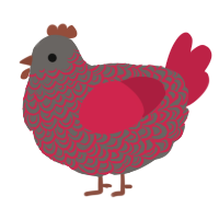 A grey and crimson chicken with a double-lace pattern