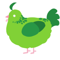 A grass and viridian chicken with a neck-speckle pattern