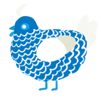 A sapphire and white chicken with a lace pattern