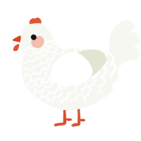A white chicken with a lace pattern