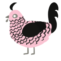 A rose and black chicken with a lace pattern