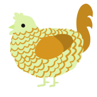 A apple and ochre chicken with a lace pattern