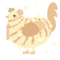 A leaf and turquoise chicken with a bar pattern