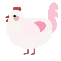 A white and rose chicken with a lace pattern