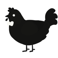 A black chicken with a head pattern