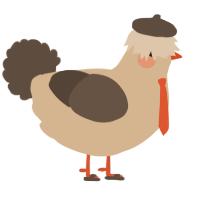 A beige and bark chicken