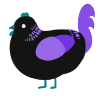 A black and blurple chicken with a neck-band pattern