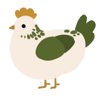 A cream and olive chicken with a neck-speckle pattern