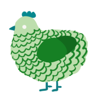 A gluppy and leaf chicken with a lace pattern