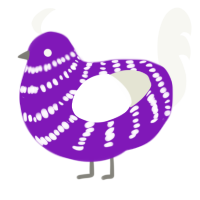 A violet and white chicken with a bar pattern