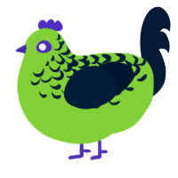 A grass and tumblr chicken with a half-lace pattern