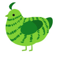 A grass and leaf chicken with a bar pattern
