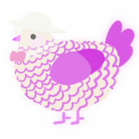 A cream and orchid chicken with a lace pattern
