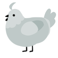 A silver chicken with a head pattern