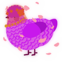 A orchid and amethyst chicken with a lace pattern
