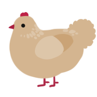 A beige chicken with a neck-speckle pattern