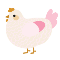 A cream and rose chicken with a lace pattern
