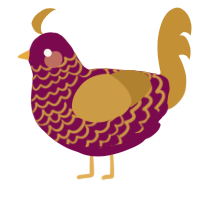 A wine and gold chicken with a lace pattern