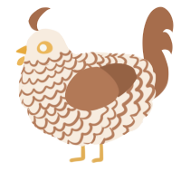 A cream and brown chicken with a lace pattern