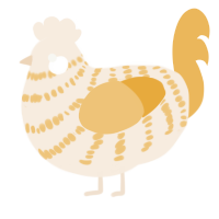 A cream and honey chicken with a bar pattern