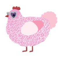 A pink and rose chicken with a double-lace pattern