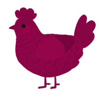 A maroon chicken with a lace pattern