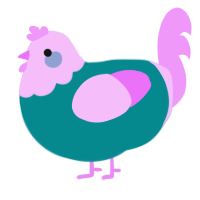 A teal and lavender chicken with a head pattern