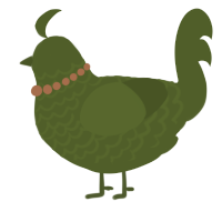 A olive chicken with a lace pattern
