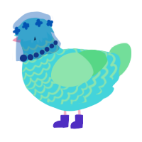 A aqua and spring chicken with a lace pattern