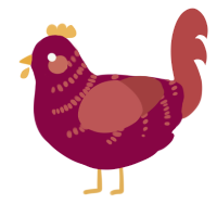 A maroon and red chicken with a half-bar pattern