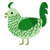 A gluppy and leaf chicken with a lace pattern