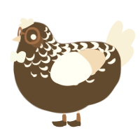 A bark and cream chicken with a half-lace pattern