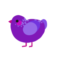 Nephthys, a violet and blurple chicken with a neck-speckle pattern