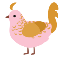 A rose and orange chicken with a half-lace pattern