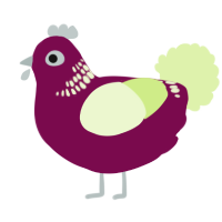 A wine and apple chicken with a neck-band pattern