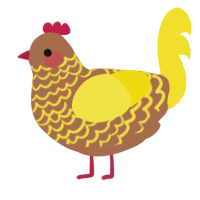 A brown and yellow chicken with a lace pattern